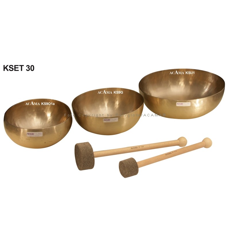 ACAMA KSET30- FINE TUNED SINGING BOWL SET FOR SOUND MASSAGE incl. 2 FELTSTICKS