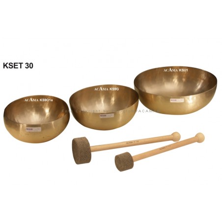 ACAMA KSET30- FINE TUNED SINGING BOWL SET FOR SOUND MASSAGE incl. 2 FELTSTICKS