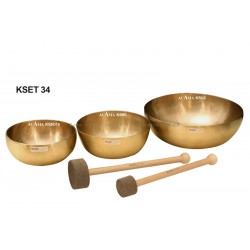 ACAMA KSET34- FINE TUNED SINGING BOWL SET FOR SOUND MASSAGE  incl. 2 FELTSTICKS