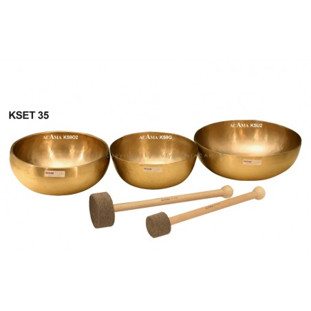 ACAMA KSET 35 - FINE TUNED SINGING BOWL SET FOR SOUND MASSAGE  incl. 2 FELTSTICKS