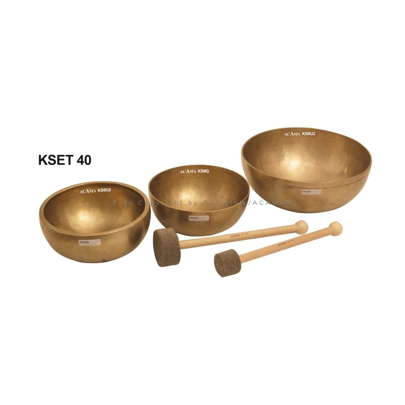 ACAMA KSET40 - FINE TUNED SINGING BOWL SET FOR SOUND MASSAGE  incl. 2 FELTSTICKS