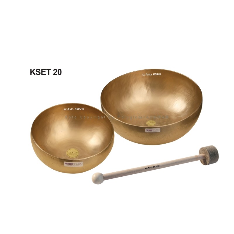 ACAMA KSET20 - FINE TUNED SINGING BOWL SET FOR SOUND MASSAGE  incl. 1 FELTSTICKS